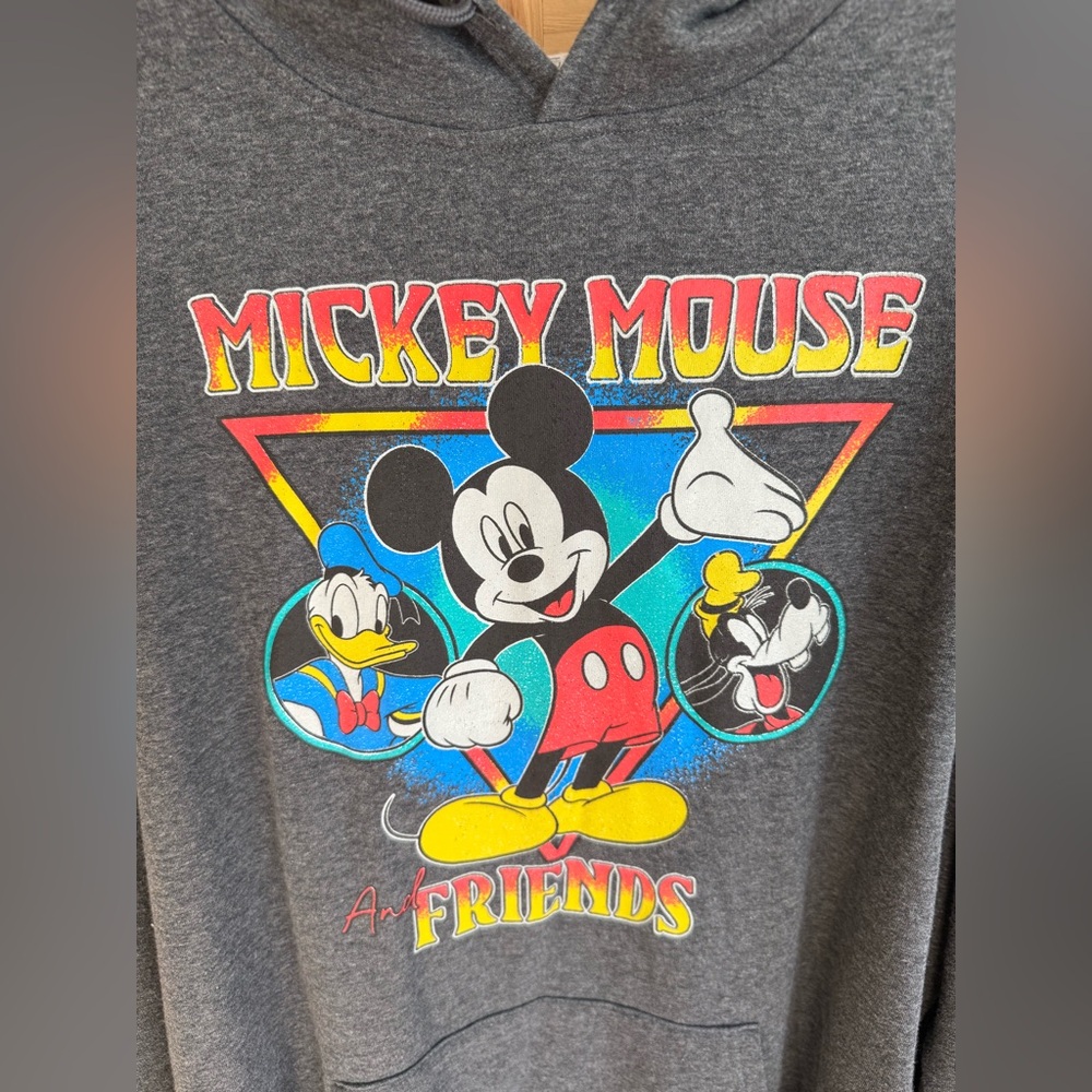 Disney Mickey Mouse & Friends Charcoal Gray Pullover Hoodie Sweatshirt XXL - Picture 2 of 4